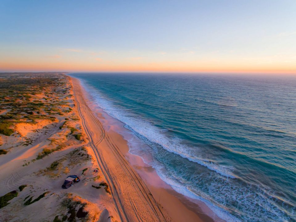 Coorong-ariel-view-at-sunset