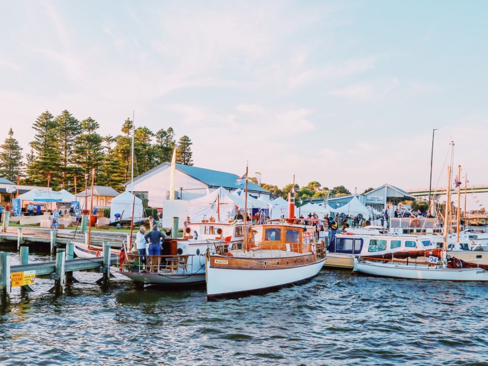Wooden boats in a marina